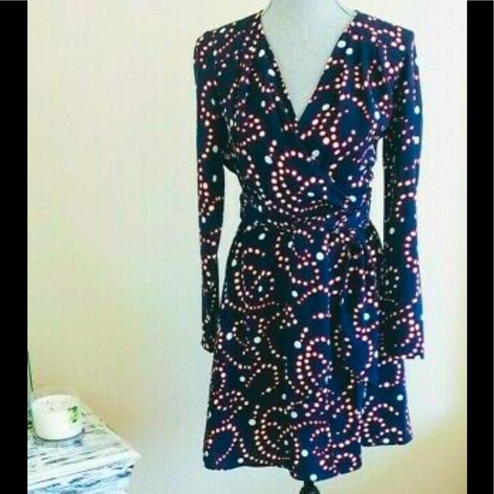 * MISS sixty M60 womens size 4 navy red polka dot wrap belt short dress